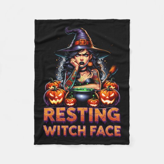 Resting Witch Face Funny Sarcastic Halloween Rude  フリースブランケット (正面)