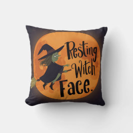 Resting Witch Face Halloween Moon クッション