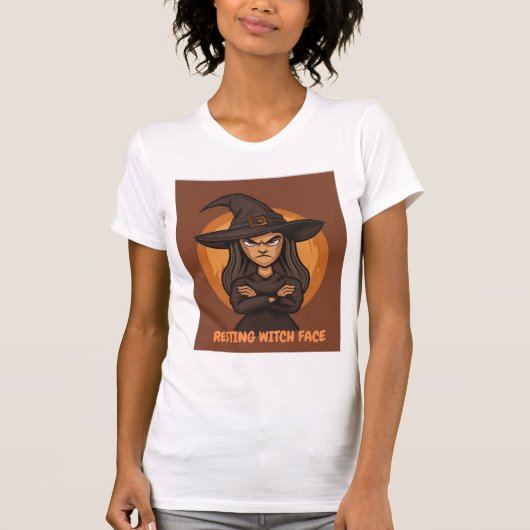 Resting Witch Face – Spooky Funny Halloween Design Tシャツ (正面)