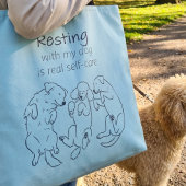Resting with my dog tote bag self-care ice blue トートバッグ