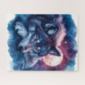 Resting Wolf Under the Cosmic Moon ジグソーパズル (横)