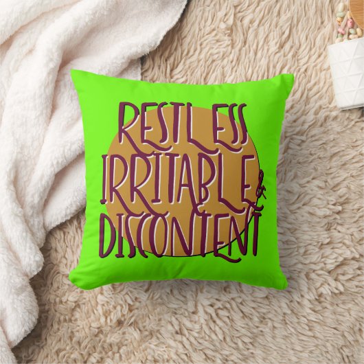 Restless Irritable & Discontent Recovery Slogan クッション (ブランケット)