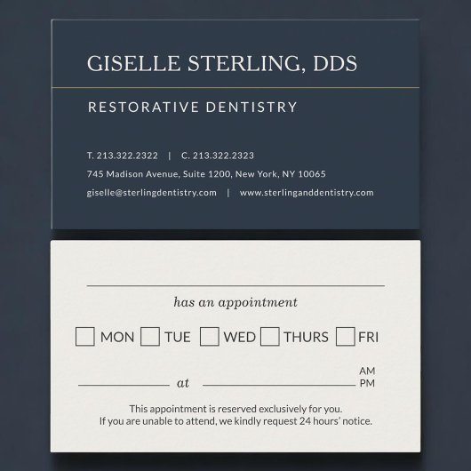 Restorative Dentistry Office Appointment Reminder 予約カード