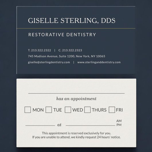 Restorative Dentistry Office Appointment Reminder 名刺