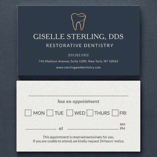 Restorative Dentistry Tooth Appointment Reminder 名刺