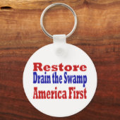 Restore America First Drain the Swamp red blue キーホルダー (正面)