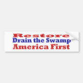 Restore America First Drain the Swamp red blue バンパーステッカー (正面)