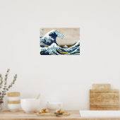 Restored Great Wave off Kanagawa by Hokusai ポスター (キッチン)