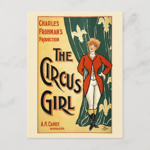 restored The Circus Girl vintage poster ポストカード