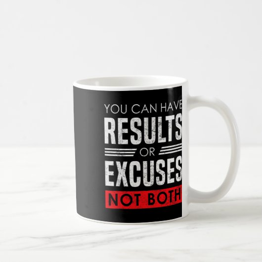 Results Or Excuses - Motivational Bodybuilding Quo コーヒーマグカップ (右)