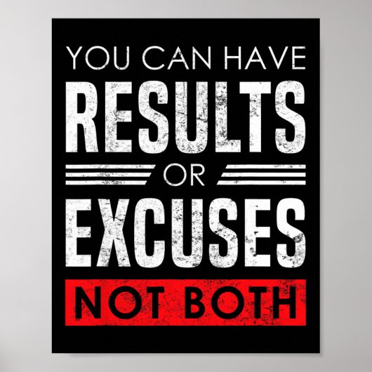 Results Or Excuses - Motivational Bodybuilding Quo ポスター (正面)