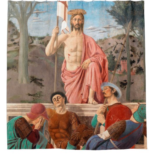 Resurrection Of Christ By Piero della Francesca シャワーカーテン (正面)