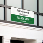 Retail Space For Lease Phone Number Green & White 横断幕 (ビルの外側)