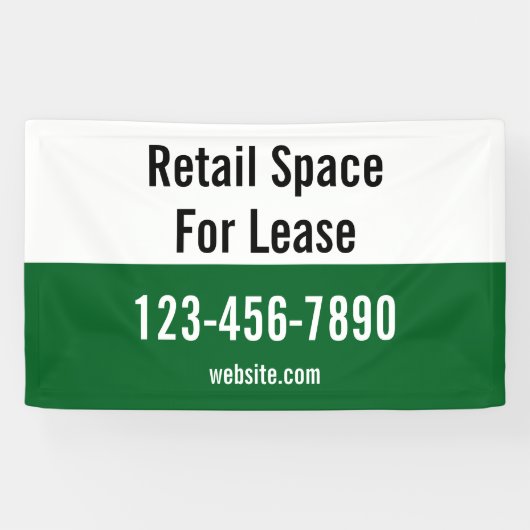 Retail Space For Lease Phone Number Green & White 横断幕 (横)