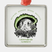 Rethink Reduce Reuse Recycle Save Earth メタルオーナメント (正面)