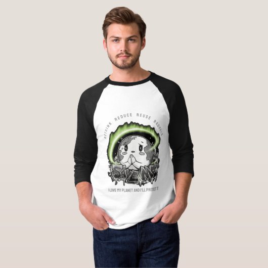 Rethink Reduce Reuse Recycle Save Earth Tシャツ (正面フル)
