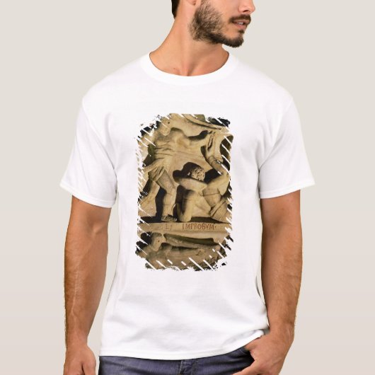retiariusを敗北させるsamniteを描写するレリーフ、浮き彫り tシャツ (正面)