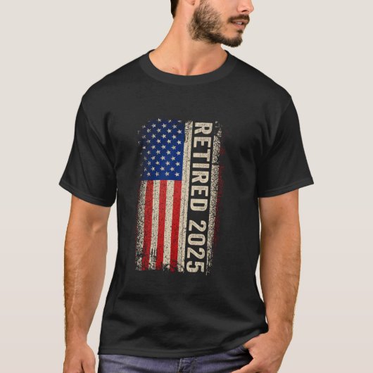 Retired 2025 Not My Problem Anymore American Flag Tシャツ (正面)