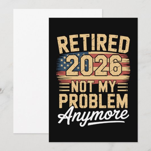 Retired 2026 Not My Problem Anymore US Flag Retro 招待状 (正面/裏面)