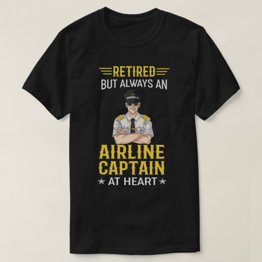 Retired Airline Captain Tshirt Aviation  Airplane  Tシャツ (デザイン正面)