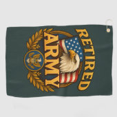 Retired ARMY Design with flag & eagle ゴルフタオル (横)