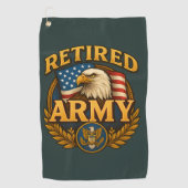 Retired ARMY Design with flag & eagle ゴルフタオル (正面)