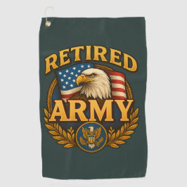 Retired ARMY Design with flag & eagle ゴルフタオル