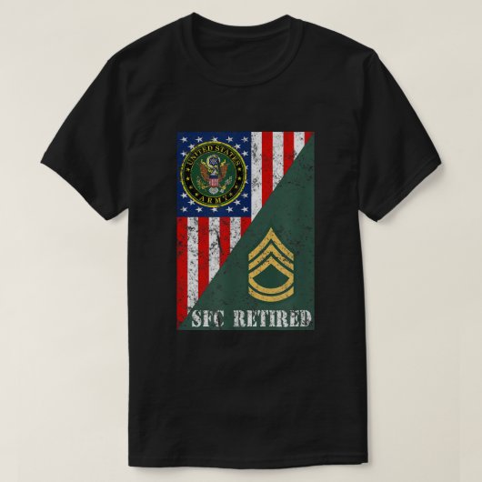 Retired Army Sergeant First Class Half Rank & Flag Tシャツ (デザイン正面)