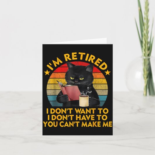 Retired Black Cat Coffee Funny Retirement 2026 Wom カード (正面)