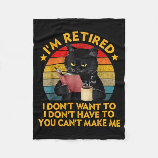 Retired Black Cat Coffee Funny Retirement 2026 Wom フリースブランケット (正面)