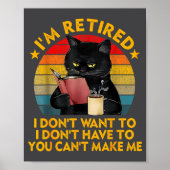 Retired Black Cat Coffee Funny Retirement 2026 Wom ポスター (正面)