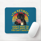 Retired Black Cat Coffee Funny Retirement 2026 Wom マウスパッド (マウス)
