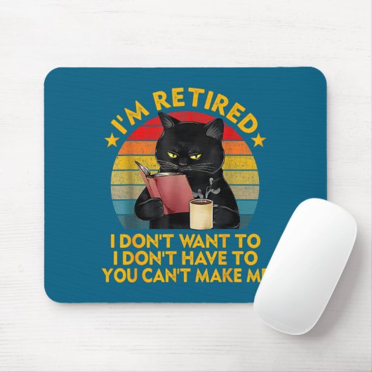Retired Black Cat Coffee Funny Retirement 2026 Wom マウスパッド (マウス)