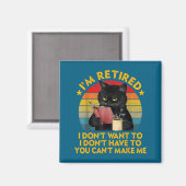 Retired Black Cat Coffee Funny Retirement 2026 Wom マグネット (正面/裏面)