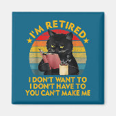 Retired Black Cat Coffee Funny Retirement 2026 Wom マグネット (正面)