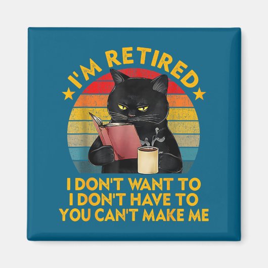 Retired Black Cat Coffee Funny Retirement 2026 Wom マグネット (正面)