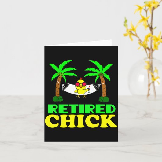 Retired Chick Humor Funny Retirement Party Gift Ne カード (黄色い花)