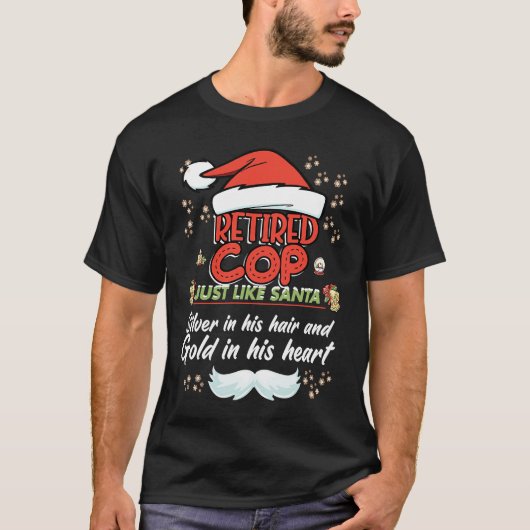 Retired Cop Christmas  for Cop Grandpa Tシャツ (正面)