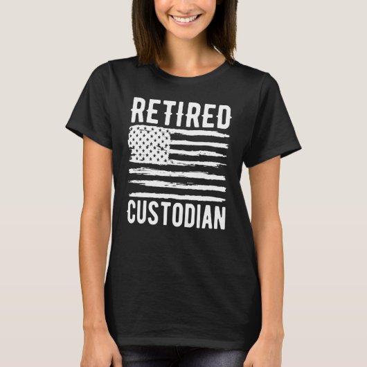 Retired Custodian Profession American Flag Tシャツ (正面)