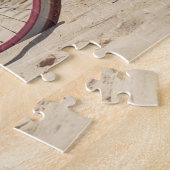 Retired Cute Pink Flamingo Bicycle on Beach ジグソーパズル (側面)