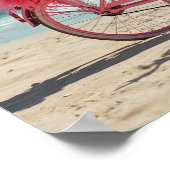 Retired Cute Pink Flamingo Bicycle on Beach ポスター (角)