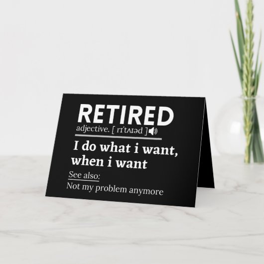 retired definition, funny retirement, retired カード (正面)