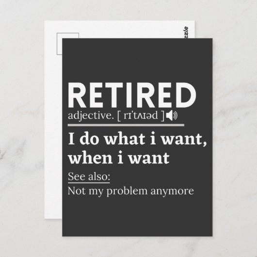 retired definition, funny retirement, retired ポストカード (正面/裏面)