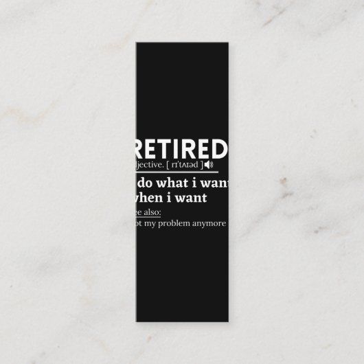 retired definition, funny retirement, retired ロイヤリティカード (正面)