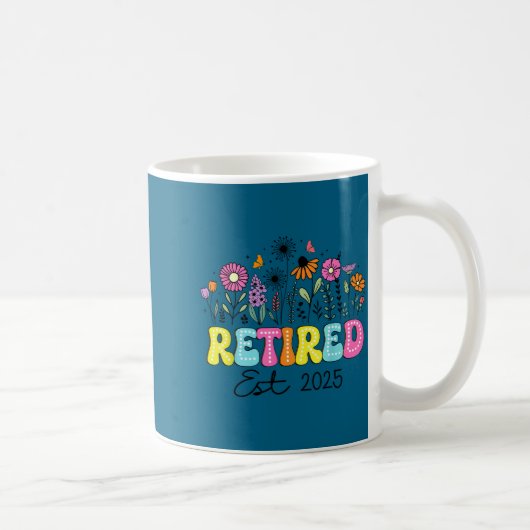 Retired Est 2025 Boho Floral Retirement Retire Tea コーヒーマグカップ (右)