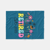 Retired Est 2025 Boho Floral Retirement Retire Tea フリースブランケット (正面(横))