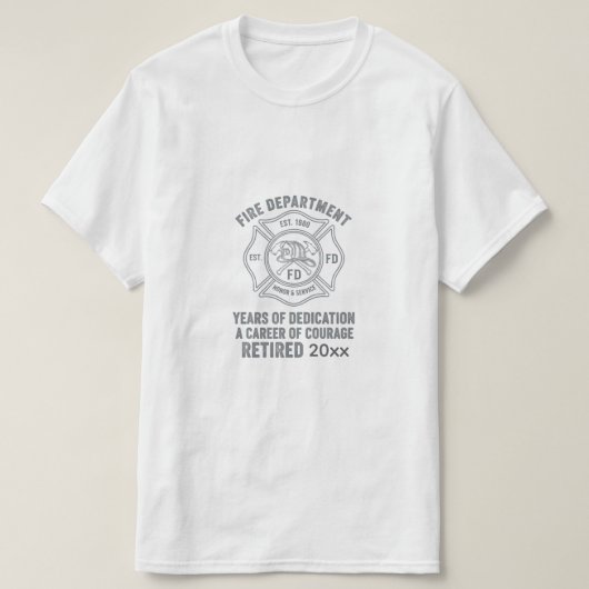 Retired Firefighter T-Shirt with Custom Years Tシャツ (デザイン正面)