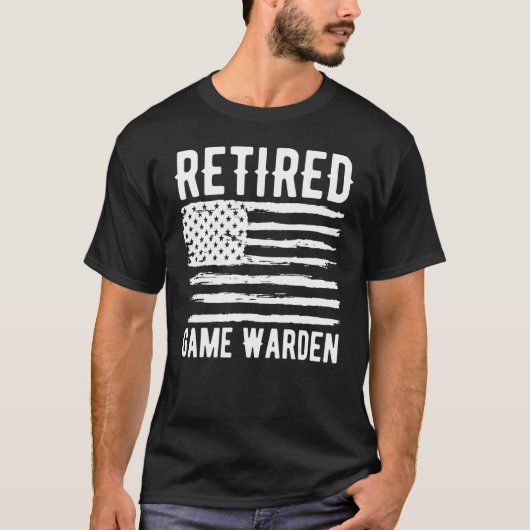 Retired Game Warden Profession American Flag Tシャツ (正面)