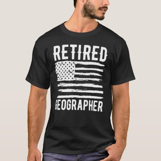 Retired Geographer Profession American Flag Tシャツ (正面)