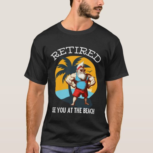 Retired Gnome Retro Buff Gnome The Beach Dad Gnome Tシャツ (正面)